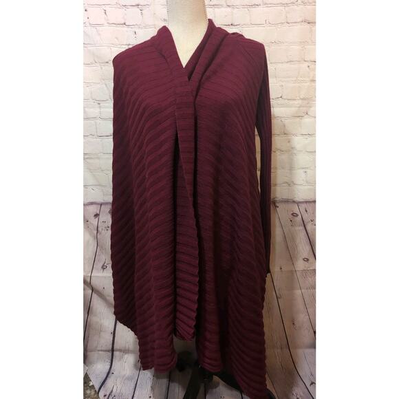 Nordstrom Ruby Red Waterfall Cardigan Sweater Wool Cashmere Blend Open Front NWT - Picture 1 of 14